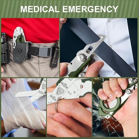 6-in-1 Multi-function Trauma Shears With Holster, Trauma Shears for Nurses Foldable, Heavy Duty Stainless Steel Scissors all Purpose, Outdoor Camping Rescue Scissors（Black） in Saudi Arabia