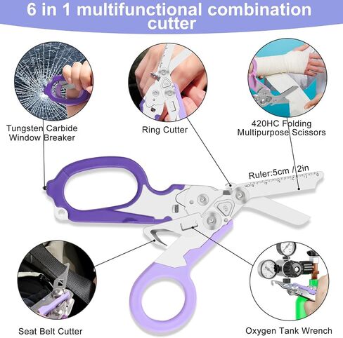 6-in-1 trauma shears - emergency responders, outdoor emergencies, medical staff, and outdoor camping, Gift box packaging with scissors storage K sheaths (pink) in Kuwait