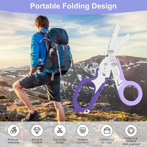 6-in-1 trauma shears - emergency responders, outdoor emergencies, medical staff, and outdoor camping, Gift box packaging with scissors storage K sheaths (pink) in Kuwait