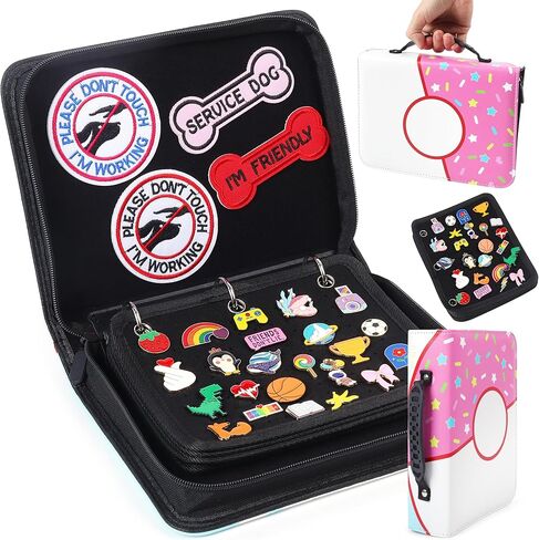 Funcolor Pin Trading Books for Collector: 6-Page Black Portable Enamel Pins Display Album Case for Storage - Handle Travel Pin Folio Bags Holder for Kids Teens Collection in Saudi Arabia