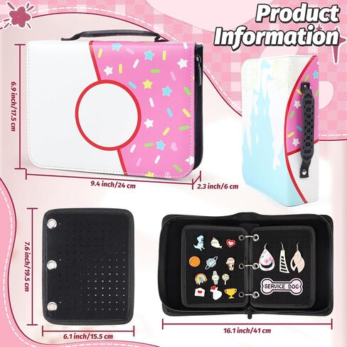 Funcolor Pin Trading Books for Collector: 6-Page Black Portable Enamel Pins Display Album Case for Storage - Handle Travel Pin Folio Bags Holder for Kids Teens Collection in Saudi Arabia