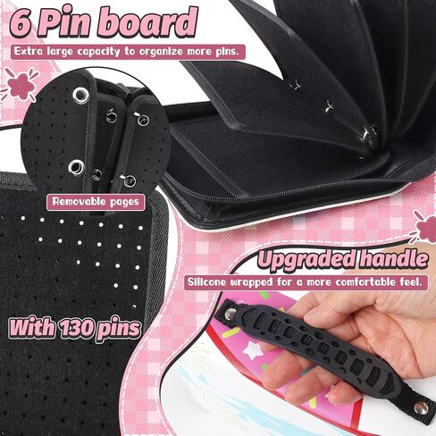 Funcolor Pin Trading Books for Collector: 6-Page Black Portable Enamel Pins Display Album Case for Storage - Handle Travel Pin Folio Bags Holder for Kids Teens Collection in Saudi Arabia