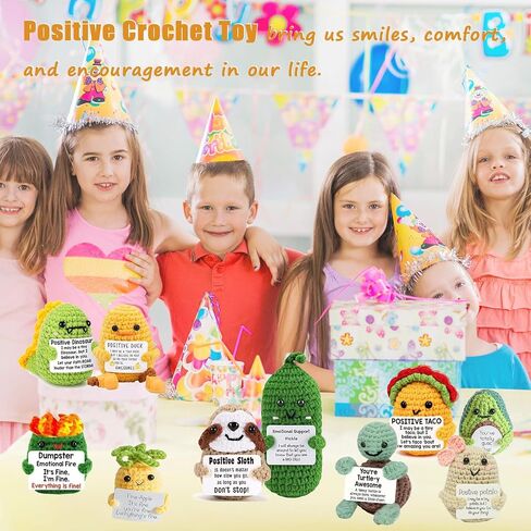 unfem unfem 6pcs الدعم العاطفي المصغرة شذرات حيوانات كروشيه إيجابية وضعت البط البطاطا بطة نغمة النيران السلحفاة كسلان مضحكة هدية ملهمة للنساء ابنة ابنة صديقها ، هدية عيد ميلاد لطيف in Kuwait