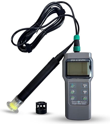 SPER Scientific Scientific Portable Oxygen Solled Meter 860067 مع شاشة LCD كبيرة ، ودرجة حرارة السيارات ، والملوحة اليدوي والضغط ، والصيانة المنخفضة القياس لتربية الأحياء المائية ، والخمير والمزيد in Kuwait