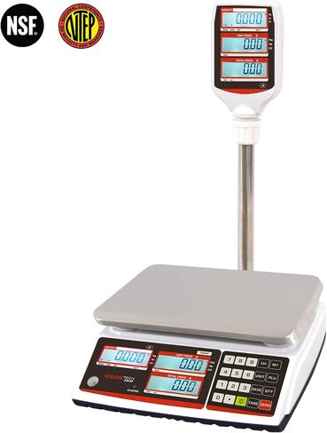 VisionTechShop TVP-60P Price Computing Scale with Pole Display, Lb/Oz/Kg, 60lb Capacity, 0.01lb Readability, NTEP, NSF Certified, LP-50 Thermal Label Printer, 1 Case of Labels LST8060 in Saudi Arabia