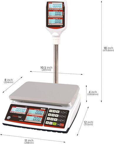 VisionTechShop TVP-60P Price Computing Scale with Pole Display, Lb/Oz/Kg, 60lb Capacity, 0.01lb Readability, NTEP, NSF Certified, LP-50 Thermal Label Printer, 1 Case of Labels LST8060 in Saudi Arabia