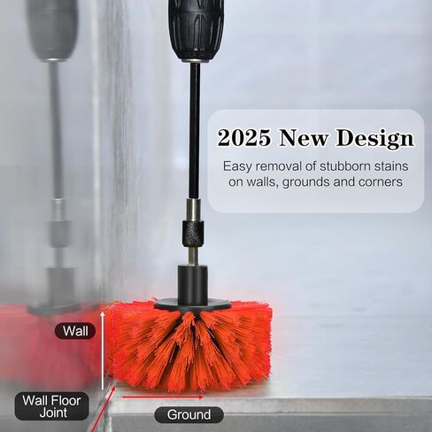 4pcs Drill Brush Attachment Kit, 2025 New Grout Drill Brush Set, All Purpose Power Scrubber Cleaning Kit for Bathtubs, Tile Grout Lines, Bathroom, Showers, Tile, Tile Seams (Black) in Kuwait