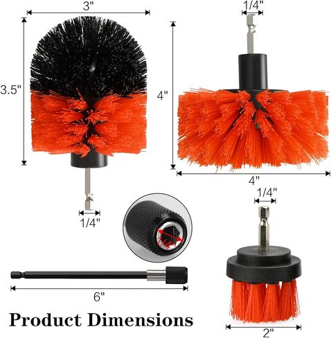 4pcs Drill Brush Attachment Kit, 2025 New Grout Drill Brush Set, All Purpose Power Scrubber Cleaning Kit for Bathtubs, Tile Grout Lines, Bathroom, Showers, Tile, Tile Seams (Black) in Kuwait