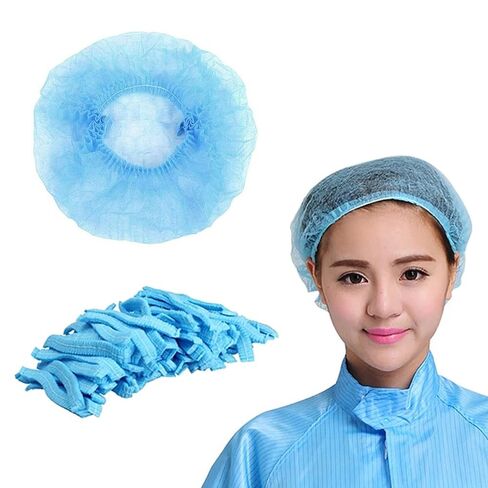 100 Pcs 21" Disposable Bouffant Caps, Hair Head Cover Net, Non-Woven, Medical, Labs, Spa, Nurse, Tattoo, Food Service, Health, For Men and Women (blue)… in Saudi Arabia