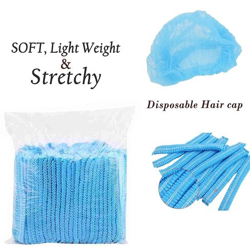 100 Pcs 21" Disposable Bouffant Caps, Hair Head Cover Net, Non-Woven, Medical, Labs, Spa, Nurse, Tattoo, Food Service, Health, For Men and Women (blue)… in Saudi Arabia