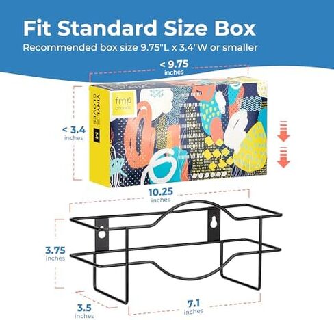 FMP Brands 2 Pack Single Glove Holder for Wall Mount, Wire Rack Disposable Gloves Box Holder, Durable Metal Organizer Glove Dispenser for Food Service, Lab, Office, Home, and Garage (Black) in Kuwait