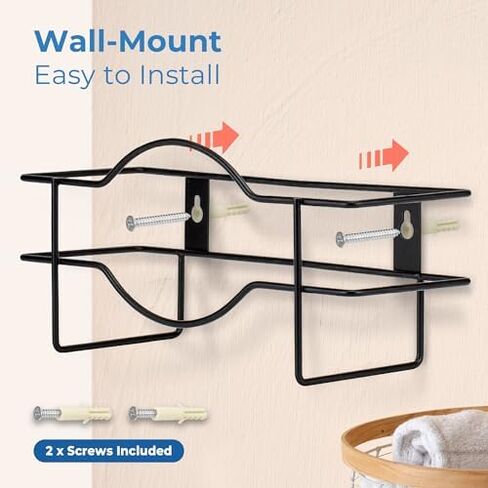 FMP Brands 2 Pack Single Glove Holder for Wall Mount, Wire Rack Disposable Gloves Box Holder, Durable Metal Organizer Glove Dispenser for Food Service, Lab, Office, Home, and Garage (Black) in Kuwait