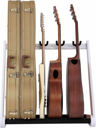 Nefelibata Multi-Purpose Guitar Stands 5 Wooden Guitar Rack Floor Stand for Guitars and Cases, Electric Guitars, Acoustic Guitars, Bass Guitars, Cellos - German Ash (White) in Kuwait