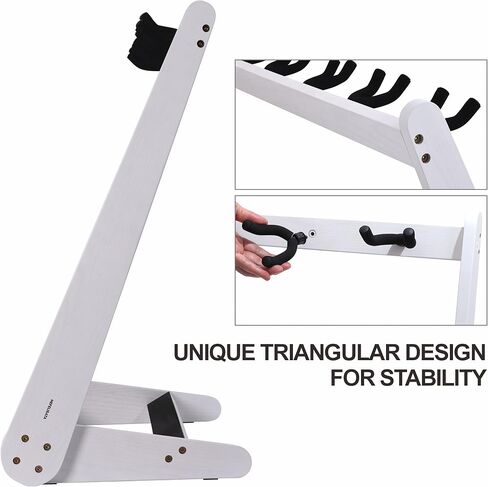 Nefelibata Multi-Purpose Guitar Stands 5 Wooden Guitar Rack Floor Stand for Guitars and Cases, Electric Guitars, Acoustic Guitars, Bass Guitars, Cellos - German Ash (White) in Kuwait