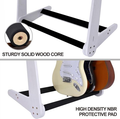 Nefelibata Multi-Purpose Guitar Stands 5 Wooden Guitar Rack Floor Stand for Guitars and Cases, Electric Guitars, Acoustic Guitars, Bass Guitars, Cellos - German Ash (White) in Kuwait