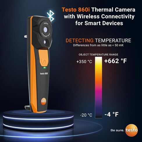 testo 860i Wireless Thermal Imaging Camera Set for Smartphones - Thermal Imager Kit with Carrying Pouch & USB-C Cable - Handheld Infrared Camera 256 x 192 Resolution & -4 to +662 °F Measurement Range in Kuwait