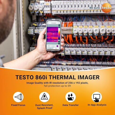 testo 860i Wireless Thermal Imaging Camera Set for Smartphones - Thermal Imager Kit with Carrying Pouch & USB-C Cable - Handheld Infrared Camera 256 x 192 Resolution & -4 to +662 °F Measurement Range in Kuwait