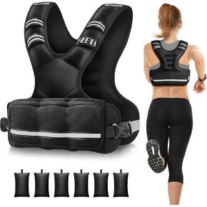 هيتا سترة مرجحة قابلة للتعديل للنساء الرجال ، 4-10 رطل/10-18 رطل/20-32 رطل تمرين وزن الجسم سترة تمرين مع 6 أوزان وشرائط عاكسة للمشي على الجري التدريب على قوة القلب in Kuwait
