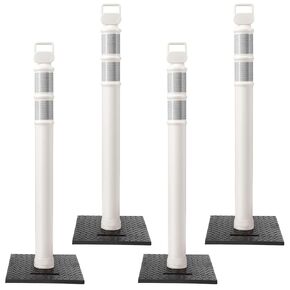 Kanayu 49 Inch Traffic Delineator Posts with 8.8 Lbs Rubber Base PE Delineator Post Portable Parking Pole Traffic Cone Barrier with Removable Base, Reflective Band(4 Packs,Yellow) in Kuwait