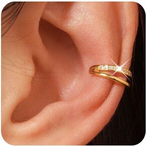 Plomfov Ear Cuff أقراط للنساء أصفاد الأذن غير المثقبة 14K مملوءة بالأذن مملوءة بالذهب الذهب على القائد الغضري in Kuwait