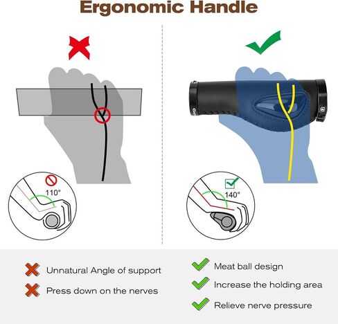 Gxcror قبضة الدراجة المريحة مع التخميد السيليكون ، PU PU Mountain Handlebar قبضة تصميم مضاد للانزلاق ، قفل MTB/City/Road الدراجات لجميع المقاود 22.2 مم in Kuwait