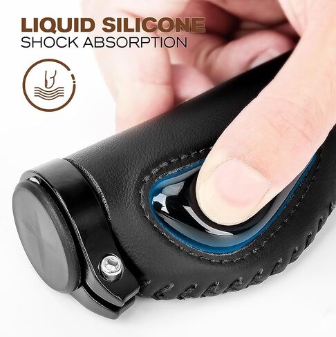 Gxcror قبضة الدراجة المريحة مع التخميد السيليكون ، PU PU Mountain Handlebar قبضة تصميم مضاد للانزلاق ، قفل MTB/City/Road الدراجات لجميع المقاود 22.2 مم in Kuwait