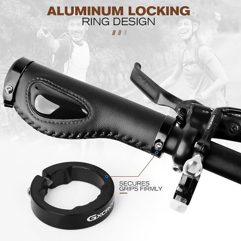 Gxcror قبضة الدراجة المريحة مع التخميد السيليكون ، PU PU Mountain Handlebar قبضة تصميم مضاد للانزلاق ، قفل MTB/City/Road الدراجات لجميع المقاود 22.2 مم in Kuwait