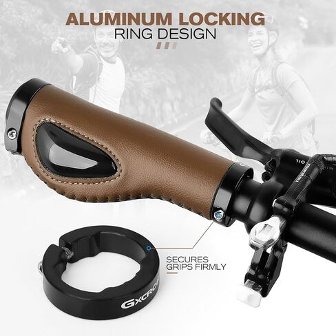 GXCROR Ergonomic Bike Grips with Silicone Damping, Premium PU Mountain Bike Handlebar Grips Anti-Slip Design, Locking MTB/City/Road Bicycle Grips for All 22.2mm Handlebars in Kuwait