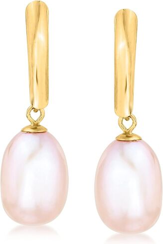 Ross-Simons 8.5-9mm Cultured Pearl Drop Earrings in 14kt Yellow Gold in Saudi Arabia