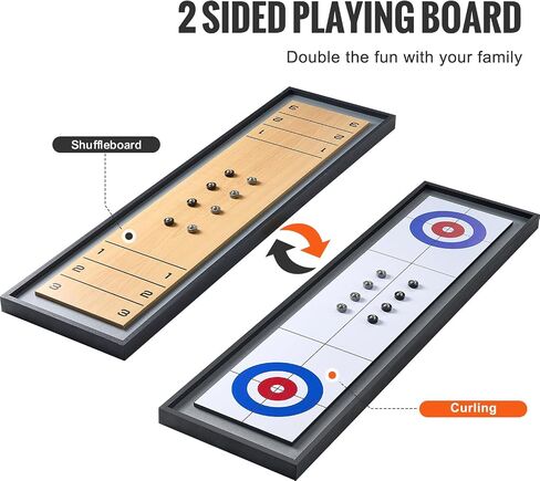 Happybuy 45 "2-in-1 لوحة شوفلقوبية و Curling ، لعبة طاولة محمولة مع 8 كرات ، التحرير والسرد الصديقة للعائلة للأطفال ، متعة داخلية ، مواد خشبية ، متعددة الألوان in Saudi Arabia