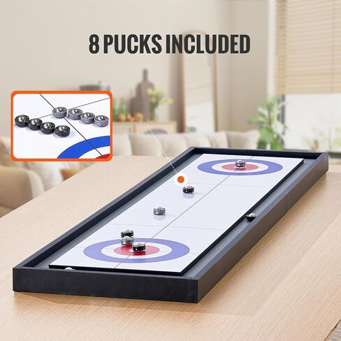 Happybuy 45 "2-in-1 لوحة شوفلقوبية و Curling ، لعبة طاولة محمولة مع 8 كرات ، التحرير والسرد الصديقة للعائلة للأطفال ، متعة داخلية ، مواد خشبية ، متعددة الألوان in Saudi Arabia