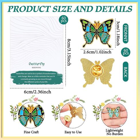 30 Sets Funeral Butterfly Lapel Pins Bulk Memorial Pins Celebration of Life Funeral Favors with Prayer Memorial Poem Cards Butterfly Enamel Brooches Gifts for Women Charms for Who Loss Loved One in Saudi Arabia