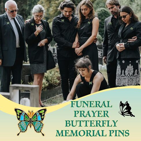 30 Sets Funeral Butterfly Lapel Pins Bulk Memorial Pins Celebration of Life Funeral Favors with Prayer Memorial Poem Cards Butterfly Enamel Brooches Gifts for Women Charms for Who Loss Loved One in Saudi Arabia