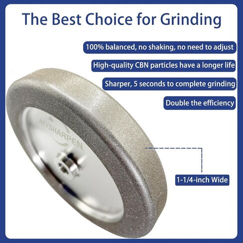 4 in 1 CBN Grinding Wheel 8 inch 180 Grit,1.25" Wide,5/8" Arbor,80-1000 Grit,for Sharpening Woodturning Tools、High Speed Steel Tools (180 Grit) in Kuwait