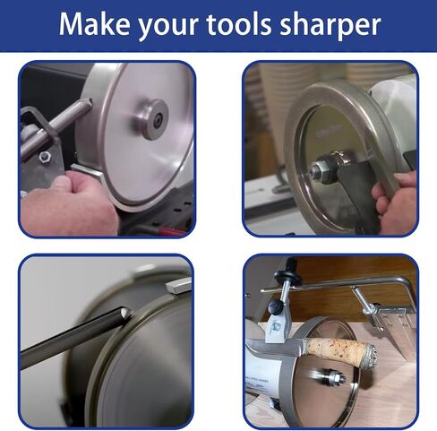 4 in 1 CBN Grinding Wheel 8 inch 180 Grit,1.25" Wide,5/8" Arbor,80-1000 Grit,for Sharpening Woodturning Tools、High Speed Steel Tools (180 Grit) in Kuwait
