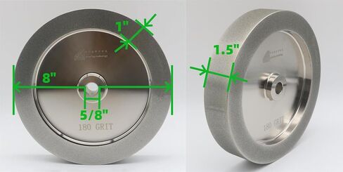 CBN Wheel 8 inch,CBN Grinding Wheels 8'' Diameter, 5/8'' Bore, 1.5'' Wide, 1'' Down The Side, for Sharpening Woodturning and HSS Tools(180 Grit) in Saudi Arabia