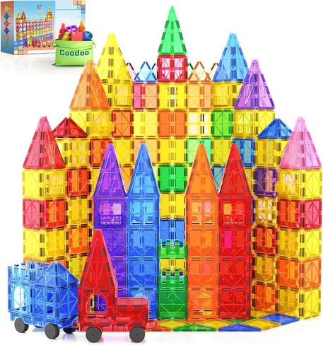 100 PCS Magnetic Tiles Road Set with 3 Cranes & 2 Cars - Magnetic Blocks City Construction Building Toys for 3+ Year Old Boys Girls Ideal Preschool Learning Outdoor Toys Creative Toddler Kids Toys in Saudi Arabia