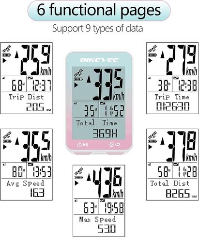 GPS Bike Computer Wireless with Auto Backlight, IPX7 Bicycle Odometer MPH KM/H, Bike Speedometer with Cycling Speed Tracker 2.4'' LCD Display in Saudi Arabia