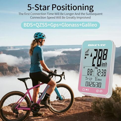 GPS Bike Computer Wireless with Auto Backlight, IPX7 Bicycle Odometer MPH KM/H, Bike Speedometer with Cycling Speed Tracker 2.4'' LCD Display in Saudi Arabia