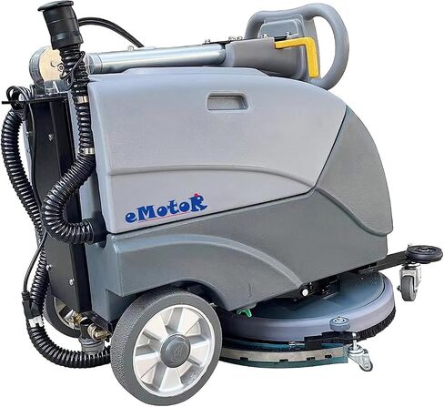 Emotor 15'' Foldable Walk Behind Floor Scrubber Machine Hand Push Scrubber Machine for Industrial Commercial Use (Gray) in Kuwait