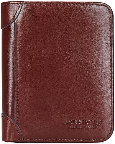 LAORENTOU Wallet for Men Genuine Leather Bifold Stylish Wallet with ID Window Credit Card Holder(Dark brown) in Saudi Arabia
