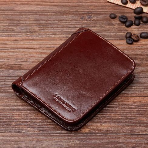 LAORENTOU Wallet for Men Genuine Leather Bifold Stylish Wallet with ID Window Credit Card Holder(Dark brown) in Saudi Arabia