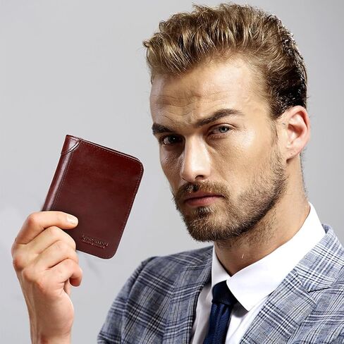 LAORENTOU Wallet for Men Genuine Leather Bifold Stylish Wallet with ID Window Credit Card Holder(Dark brown) in Saudi Arabia