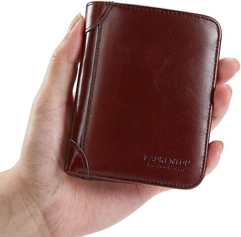 LAORENTOU Wallet for Men Genuine Leather Bifold Stylish Wallet with ID Window Credit Card Holder(Dark brown) in Saudi Arabia