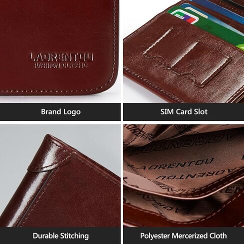 LAORENTOU Wallet for Men Genuine Leather Bifold Stylish Wallet with ID Window Credit Card Holder(Dark brown) in Saudi Arabia