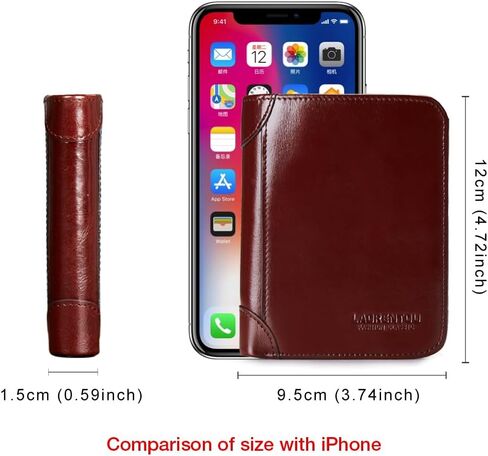 LAORENTOU Wallet for Men Genuine Leather Bifold Stylish Wallet with ID Window Credit Card Holder(Dark brown) in Saudi Arabia