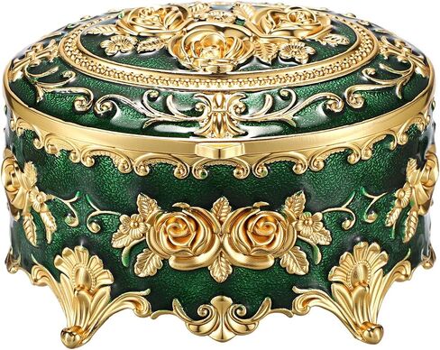 Hipiwe Vintage Metal Box Small Trinket Storage Organizer Box Rose Pattern Jewelry Storage Box For Rings Earrings Necklace in Saudi Arabia