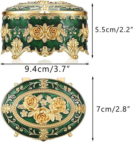 Hipiwe Vintage Metal Box Small Trinket Storage Organizer Box Rose Pattern Jewelry Storage Box For Rings Earrings Necklace in Saudi Arabia