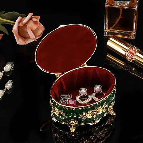 Hipiwe Vintage Metal Box Small Trinket Storage Organizer Box Rose Pattern Jewelry Storage Box For Rings Earrings Necklace in Saudi Arabia