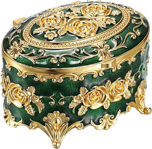 Hipiwe Vintage Metal Box Small Trinket Storage Organizer Box Rose Pattern Jewelry Storage Box For Rings Earrings Necklace in Saudi Arabia